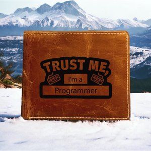 Programmer Leather Wallet Bifold Trust Me 100% Genuine Buffalo Premium Quality